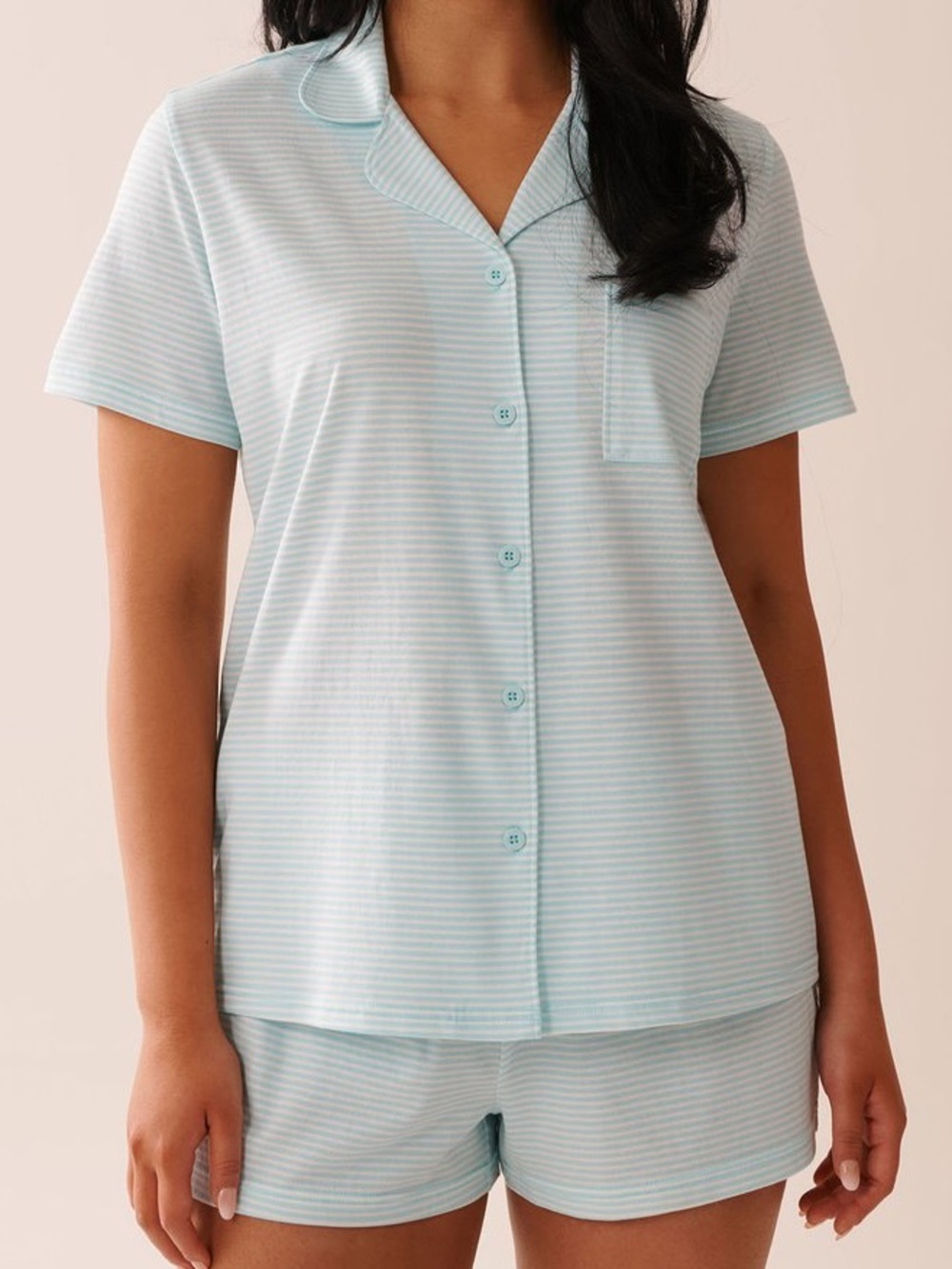 La Vie En Rose stripe Print Shirt PJ Set - Picture 1 of 5